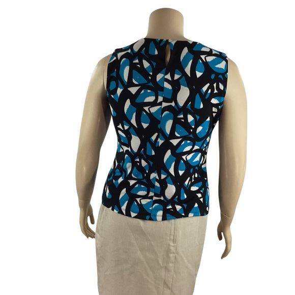 Calvin Klein Sleeveless Blouse Abstract Print Blue Multicolor Size L - Picture 5 of 7